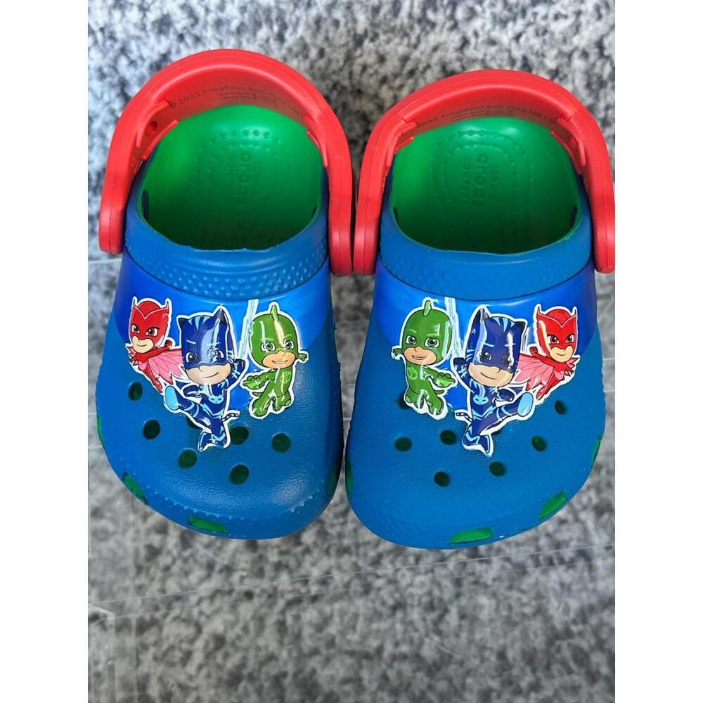 Crocs Classic Iconic Comfort PJ Masks Toddler Sz 4 Blue Slip On Clog Sandals